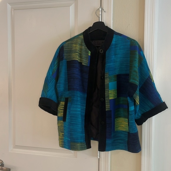 Vintage Corduroy Cardigan Jacket with Blue and Green shades and Pockets - Picture 4 of 17